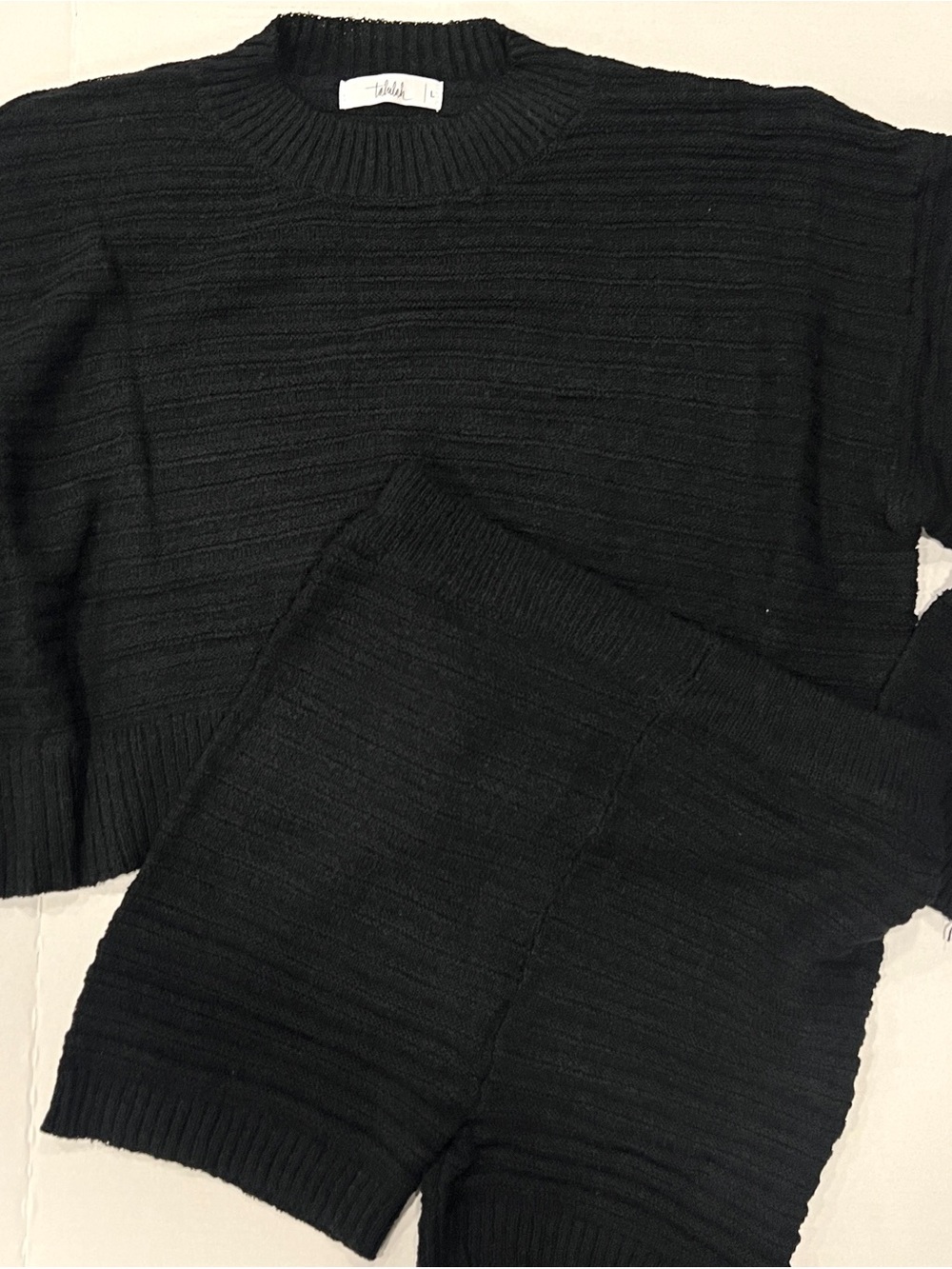 Talulah Black Knit Cropped Sweater Shorts Matching Set